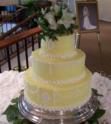 This wedding cake was adapted from a picture the bride found