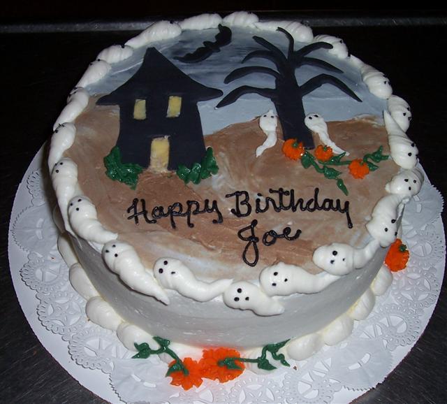 This is my yearly cake for Joe's Birthday. He loves Halloween.